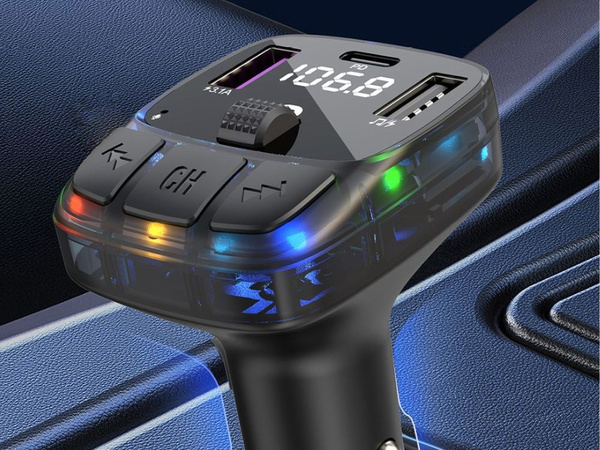 Auto mp3/wma ülevõtja 2xusb + usb c bluetooth 5.3 led qc 3.0