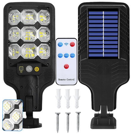 Farola solar led de exterior con sensor de movimiento y crepuscular + mando a distancia