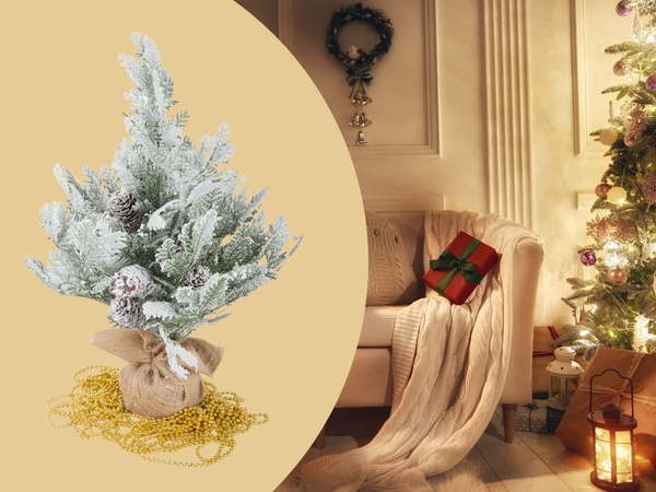 Künstlicher weihnachtsbaum schnee klein 45cm dekorativ schreibtisch tisch dick verschneit