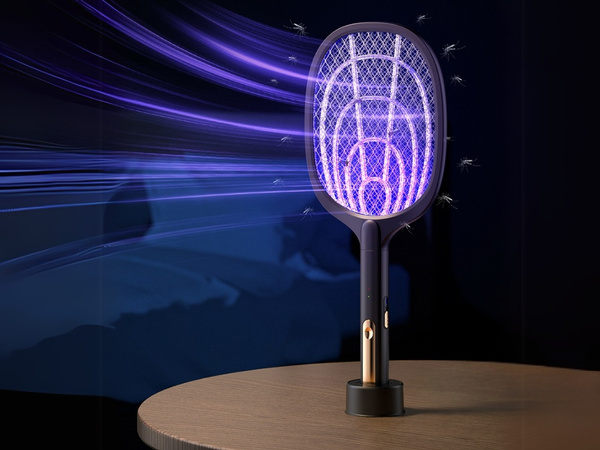 Electric fly swatter for mosquitoes moths insects with uv lamp with stand
