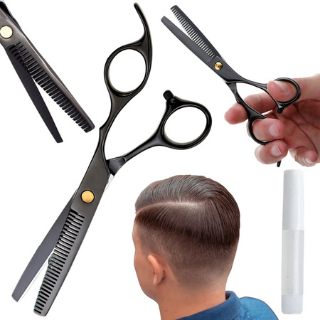 Tijeras de peluquería profesionales para desbaste, 17 cm, negras, texturizantes