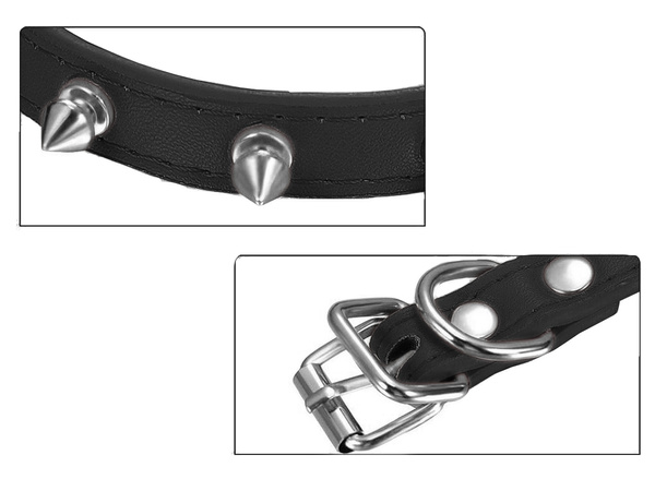 Tachonado collar de perro de cuero ecológico ajustable l