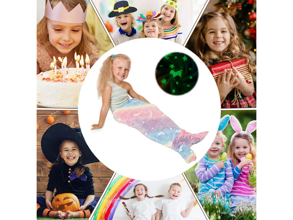 Mořská panna ocas přikrývka přikrývka spací pytel teplý svítící pro dívky měkký kůň