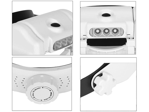 Lupa nagłowna czołowa okulary 3 led soczewki 13x