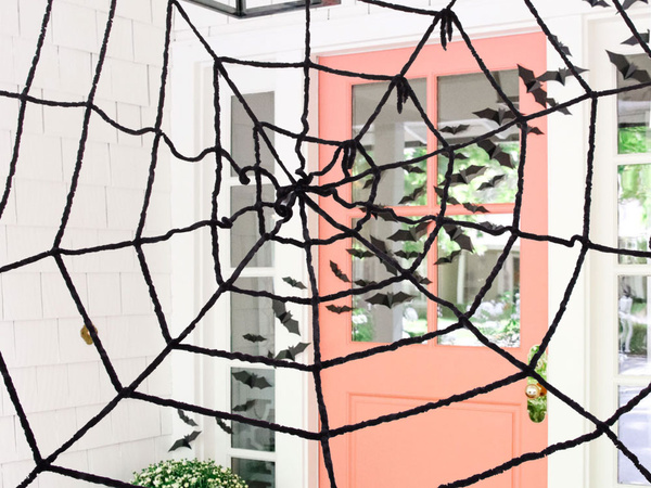 Tela de araña artificial grande negro halloween decoración