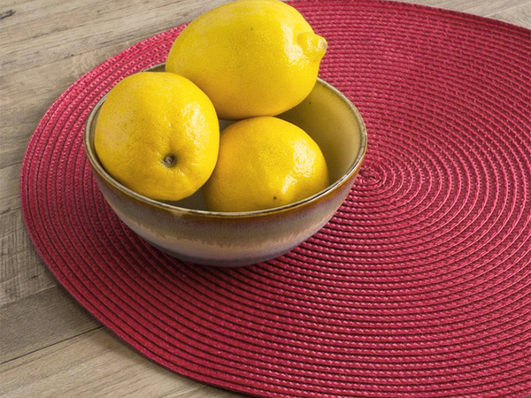 Round plate placemat kitchen plaid table mat burgundy