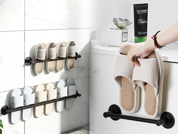 Wall-mounted bathroom hanger for slippers towels