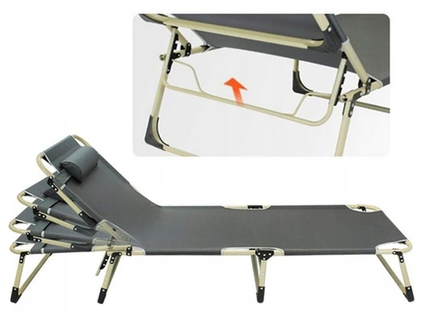 Tūrisma lauka gulta saliekamā dienas gulta ar regulējamu atzveltni kanāda