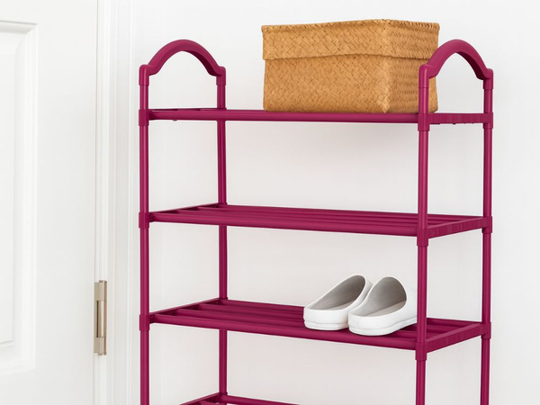 Raft pentru pantofi organizator pentru pantofi dulap stivuibil roz raft cu 4 niveluri mare