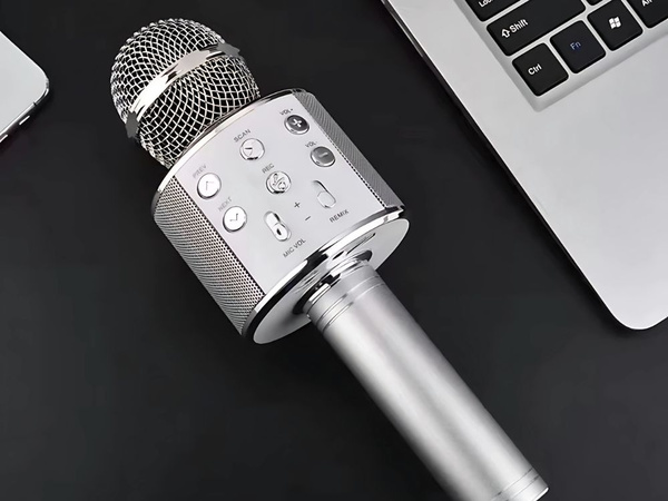 Microfono inalambrico bluetooth karaoke altavoz redondo con estuche varios modos