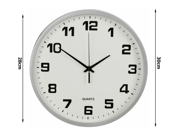 Wall clock large non-touching silent 30 cm round second hand