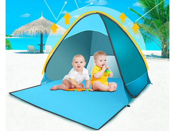 Tienda de playa autoplegable uv protectora bolsa familiar set