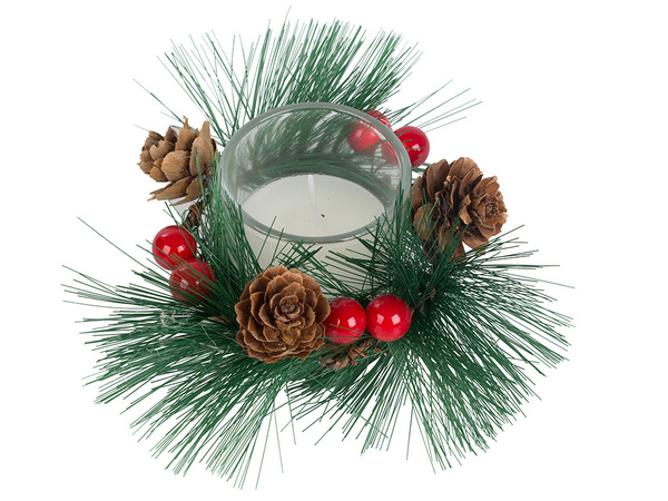 Decorative candles in glass candles wreath set for christmas 2 pcs