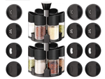 Rotating spice organiser, 12 glass containers, salt shaker