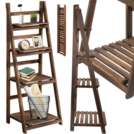 Flowerbed high standing wooden flower pot 4 tier bookcase