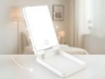 Led-illuminated cosmetic mirror for make-up, foldable travel mirror
