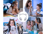 Bezvadu austiņas bluetooth radio fm mp3 kaķu ausis vadīja apgaismojumu
