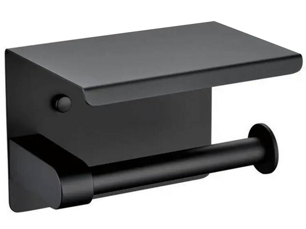 Portarrollos de papel higiénico con estante para teléfono loft negro wc acero