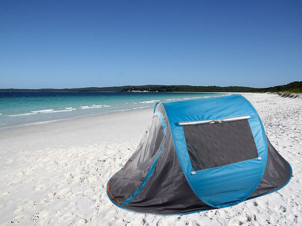 Strandzelt pop-up uv versiegelbar selbst faltbar blau gross