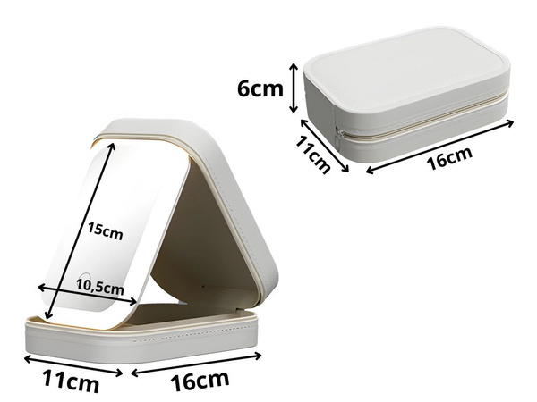 Miroir de maquillage avec éclairage led organiseur pour cosmétiques de voyage