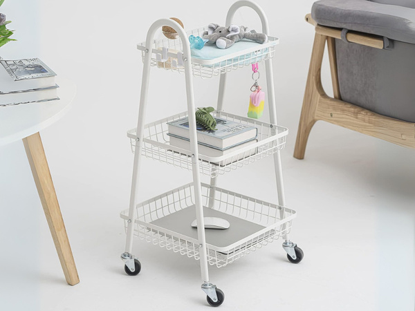 Estante cocina baño armario con ruedas estante de metal tres niveles 3