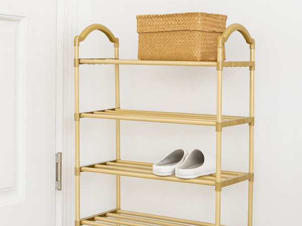 Shoe shelf shoe organiser multi-level cabinet golden shelving unit 4 levels large