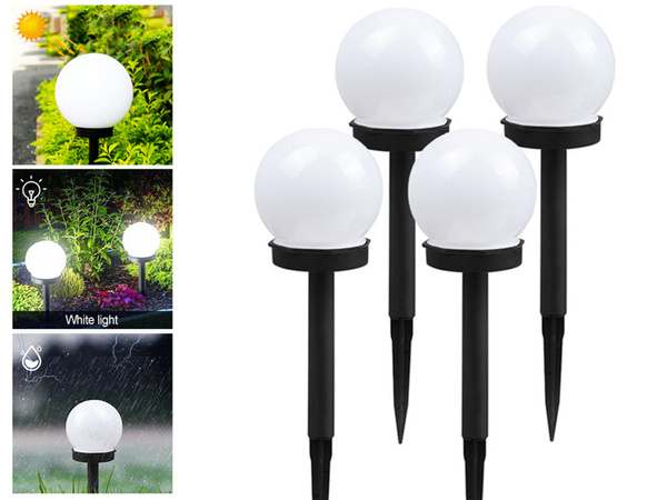4x lámparas solares de jardín bola blanca sprinkled 10 cm