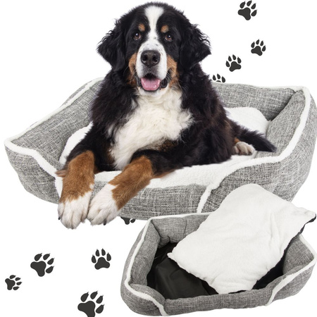 Dog bed soft comfortable fluffy bed with cushion size xl