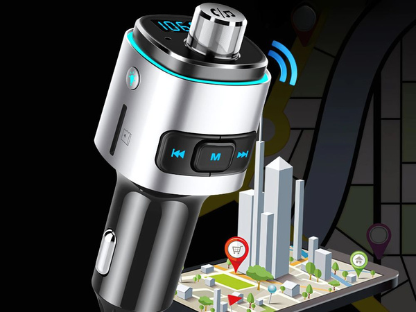 Bluetooth fm transmiter avtomobilni polnilnik fast 2x usb iluminacija