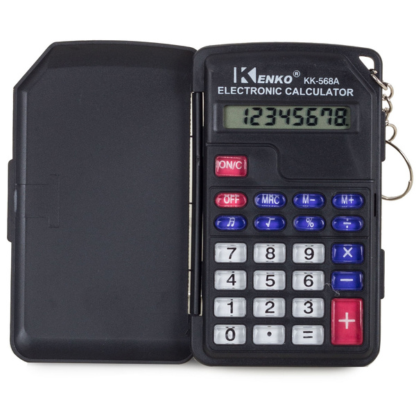 Calculadora de bolsillo 8 cifras llavero estuche plegable