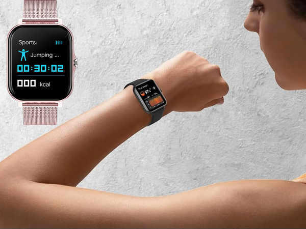 Okosóra női férfi gumiszíj sport Bluetooth hívások rózsaszín