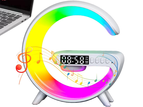 Luz led rgb gaming cargador inducción altavoz despertador radio reloj