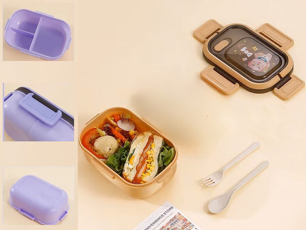 Lunchbox mic dejun container prânz cu compartimente tacâmuri