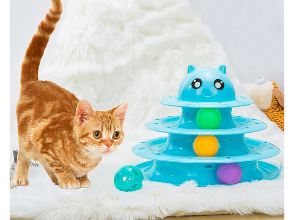 Juguete para gato torre interactiva 3 bolas