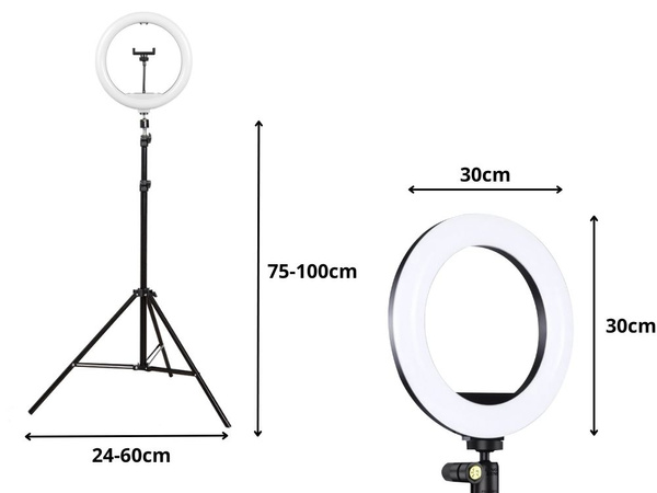 Led rgb ring light + phone holder + adjustable tripod