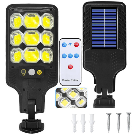 Cob farola solar exterior con sensor de movimiento y crepuscular + mando a distancia