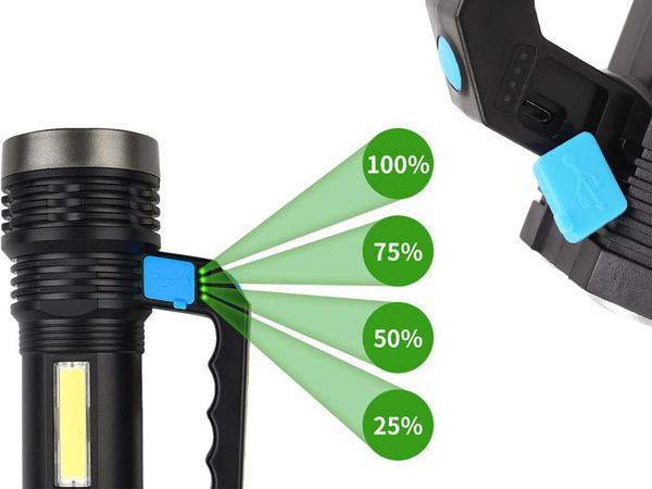 Wiederaufladbarer batteriebetriebener led-suchscheinwerfer militär polizei 2 in 1
