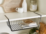 Cesta colgante bajo estante cesta metálica organizador cesta cocina blanco