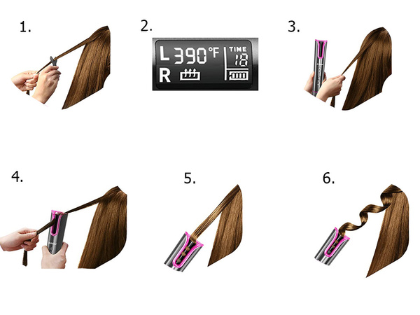 Rizador de pelo rotativo lcd automático