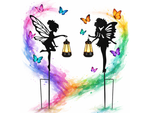 2 x DECORATIVE SOLAR LAMP WITH TWILIGHT SENSOR ELF FAIRY DECORATION LANTERN