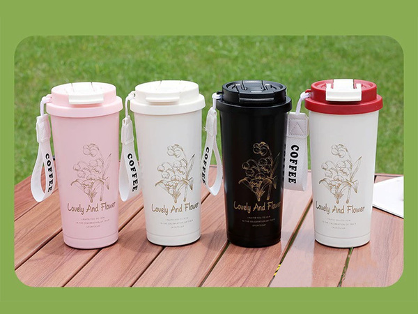 530 ml thermal mug with straw and steel handle, thermos for cold and hot beverages