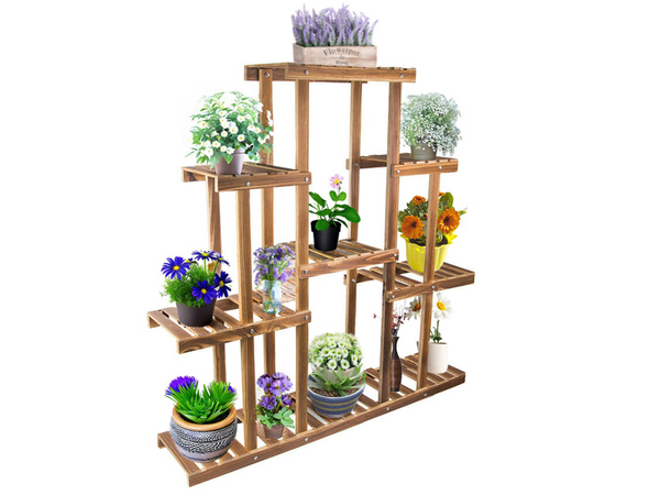 Flower pot high standing wooden flower bed 3 tier bookcase