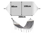 Hamaca de jardín turista gris borla columpio boho bolsa 200 x 100cm