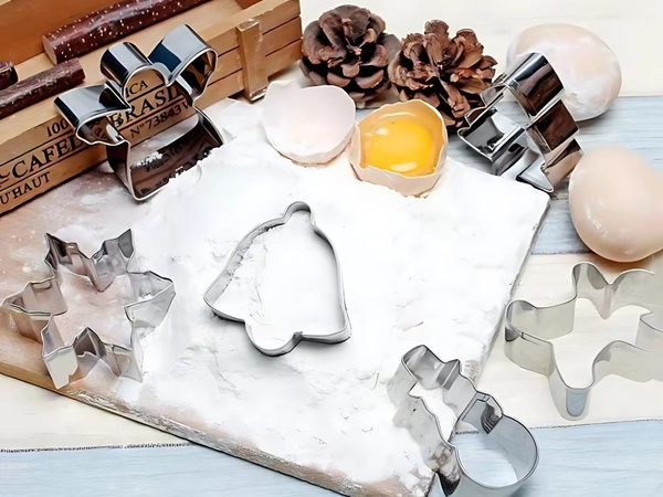 Baking tray 6 pieces christmas gingerbread men set steel