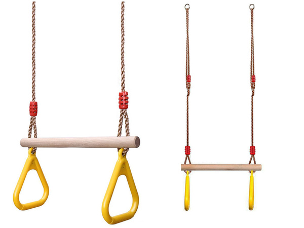 COLUMPIO INFANTIL DE MADERA PARA JARDÍN TRAPECIO GIMNÁSTICO CON ASAS
