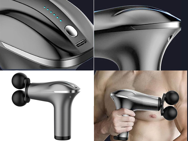 Pistolet do masażu pleców ciała nóg masażer mocny massage gun 4 końcówki