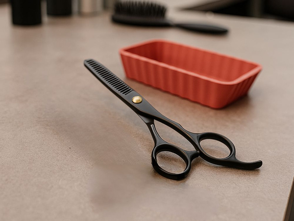 Degażówki professzionális fodrászolló, 17 cm, fekete, texturáló