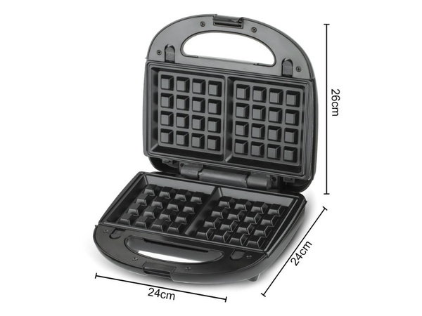 3-in-1 toaster, waffle maker, donut maker, interchangeable plates, 850w, non-stick