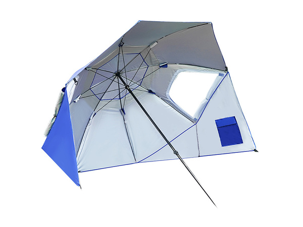 Plažo dežnik zaslon zložljiv vrt šotor 2in1 xxl velik z uv filtrom