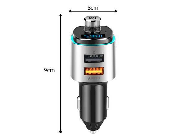 Bluetooth fm transmitter autótöltő fast 2x usb illumination